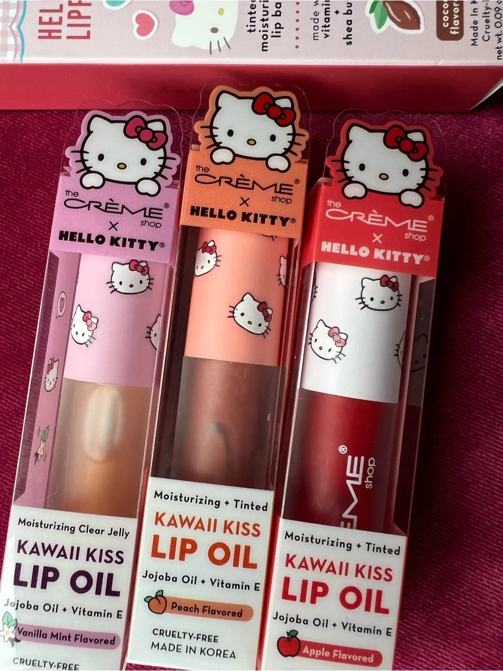🆕 HELLO KITTY Crème Shop Lip Balm Oil Tinted Flavored Moisturizing She Butter E